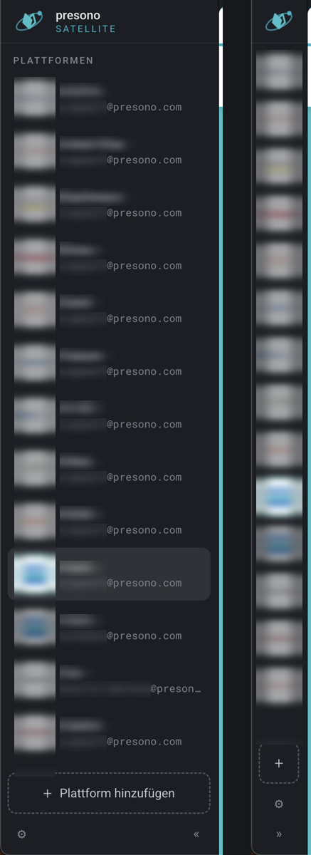 Platform sidebar, wide and narrow